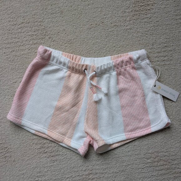 NEW Ocean Drive Pink Shell Peachy Textured Baja Shorts Women's XL Striped Lounge - Picture 1 of 14